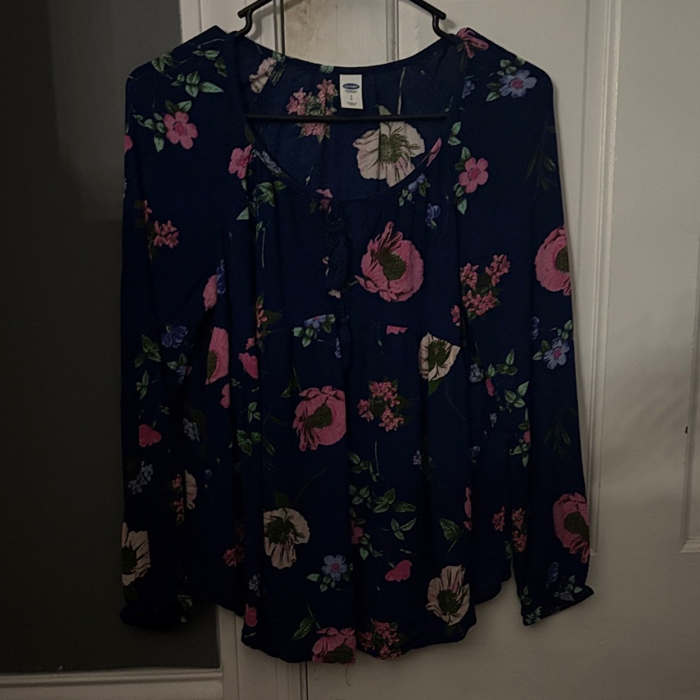 Old Navy Navy Floral Blouse